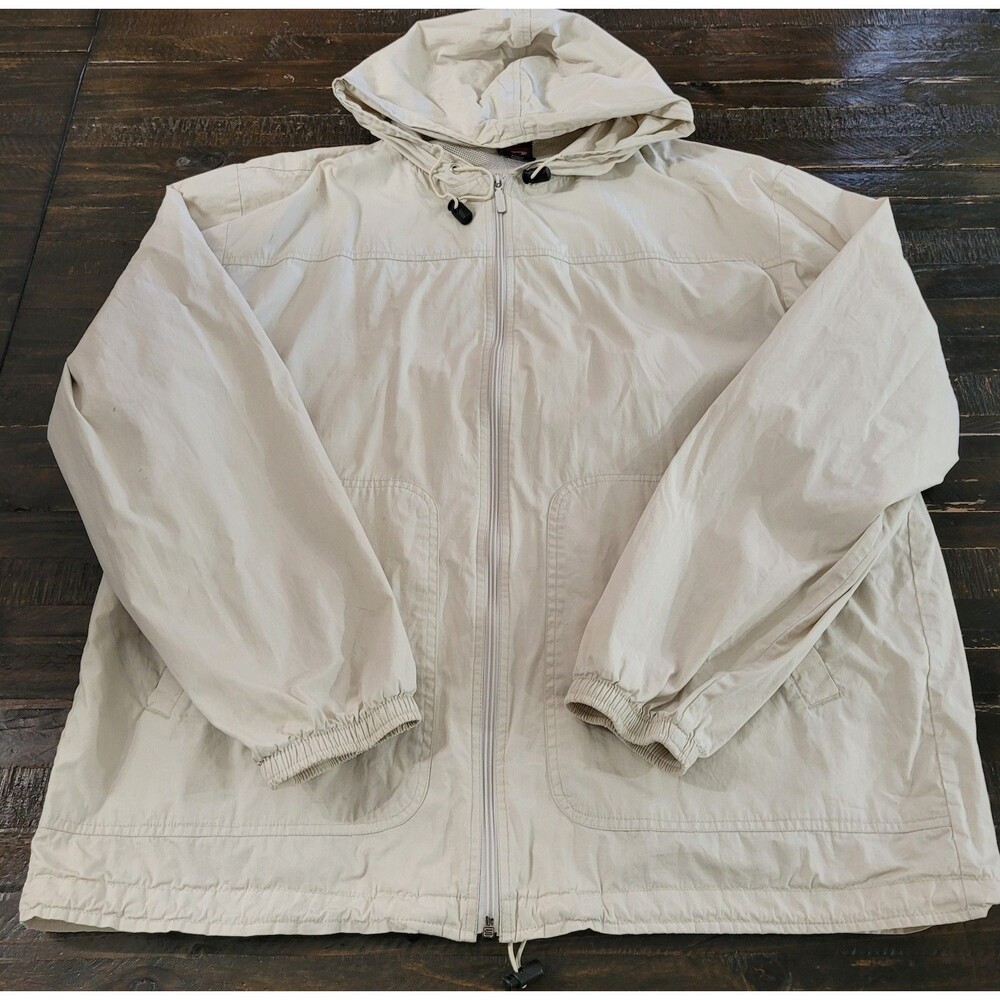 Diesel Cream Windbreaker Rain Jacket Mens XL Lightweight Full Zip